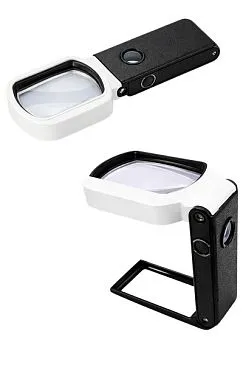 Лупа Kromatech настольная 10/25x, 55x85 мм, ручная, складная, с подсветкой (24 LED) TH-7058-FX