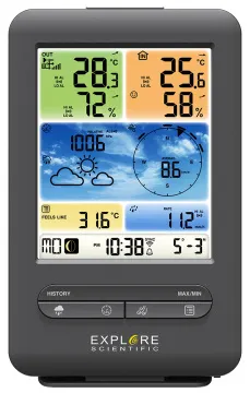 Метеостанция Explore Scientific «5 в 1» Wi-Fi с цветным дисплеем, черная, изображение 19