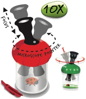 Банка для насекомых Navir «Обзор 360» с микроскопом 10x и пинцетом, матовая, изображение 2